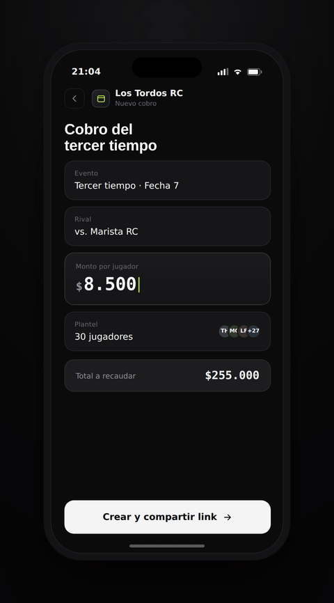 Demostración de la app Invayt creando un cobro del tercer tiempo